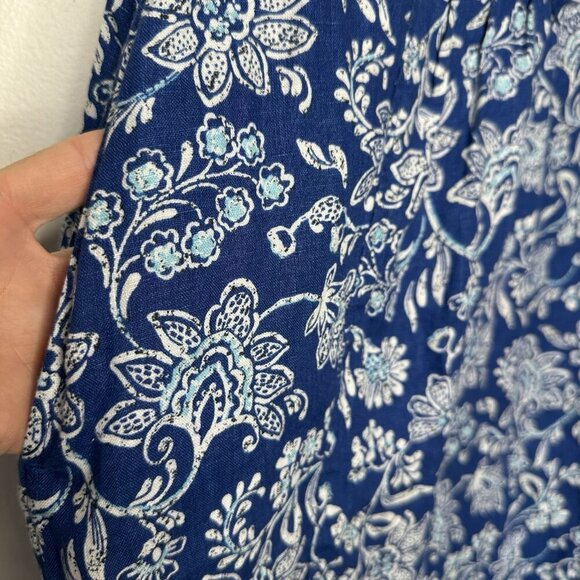 J Jill Love Linen Dress Blue Floral Shift Sleeveless Small - Picture 4 of 9